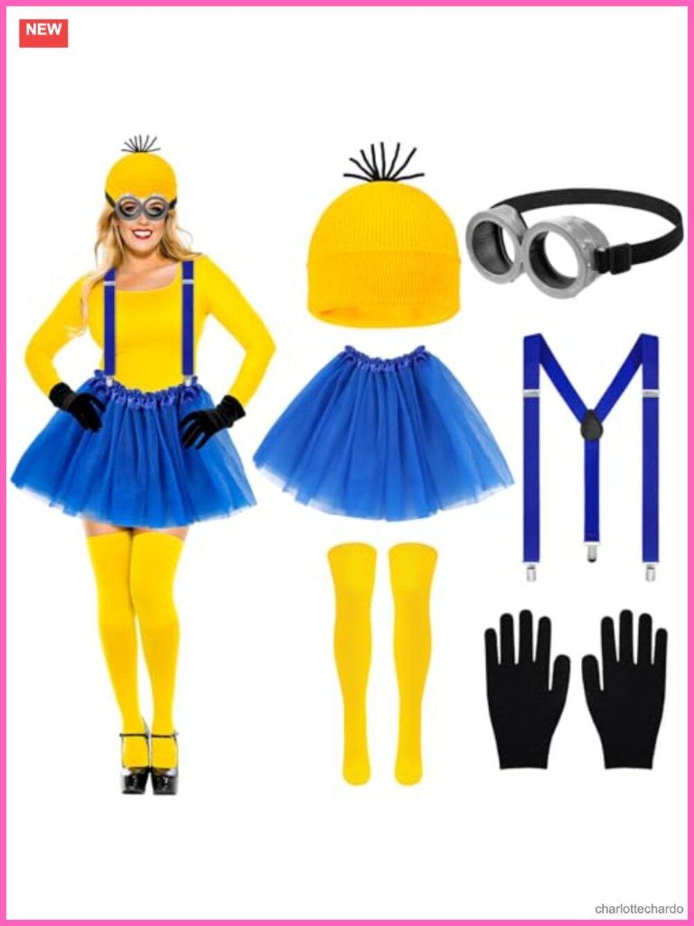 Halloween Costume Accessories Set Adult Women Goggles Beanie Skirt Gloves